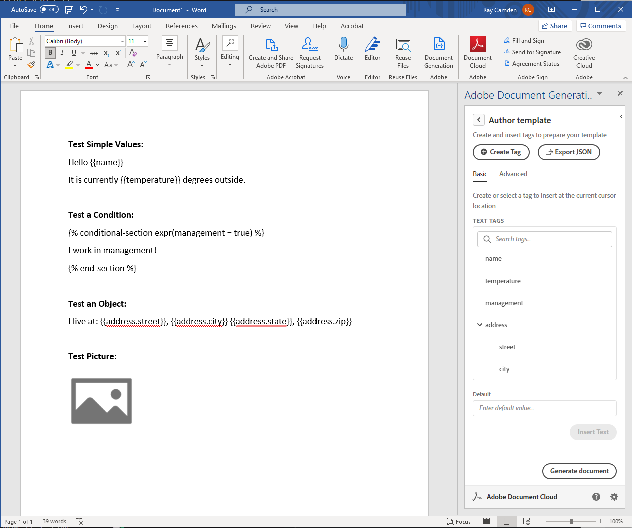Creating Your Own Schema with the Adobe Document Generation Word AddIn by Raymond Camden