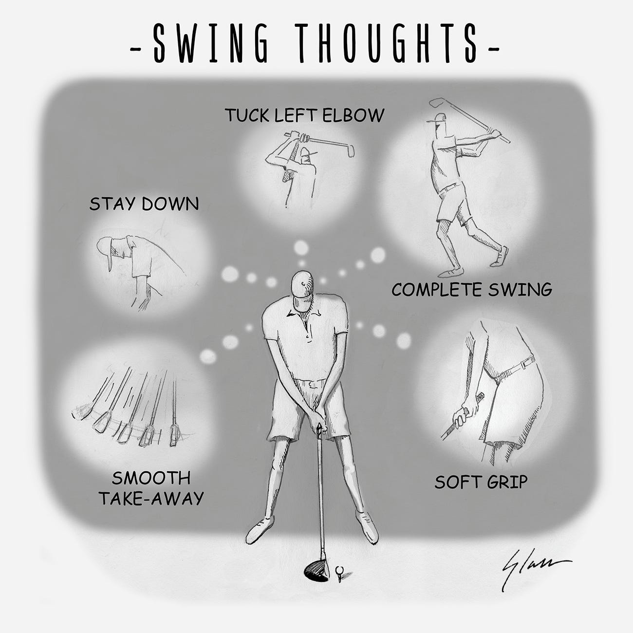 Golf-Toons #8 — Swing Thoughts. Wiser minds tell us to, “Quiet your… | by  Michael Duranko | Medium