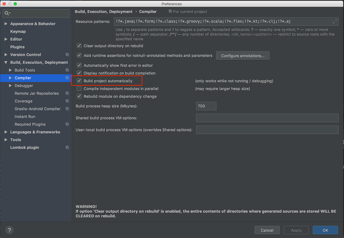Spring Boot DevTools on IntelliJ. Auto reloading feature does not work