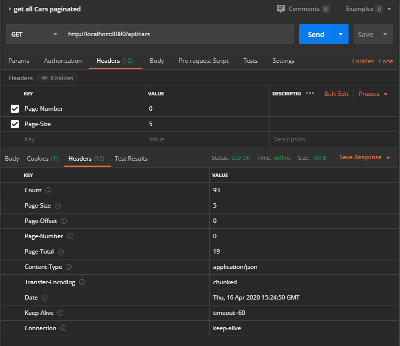 rest api list paginated element