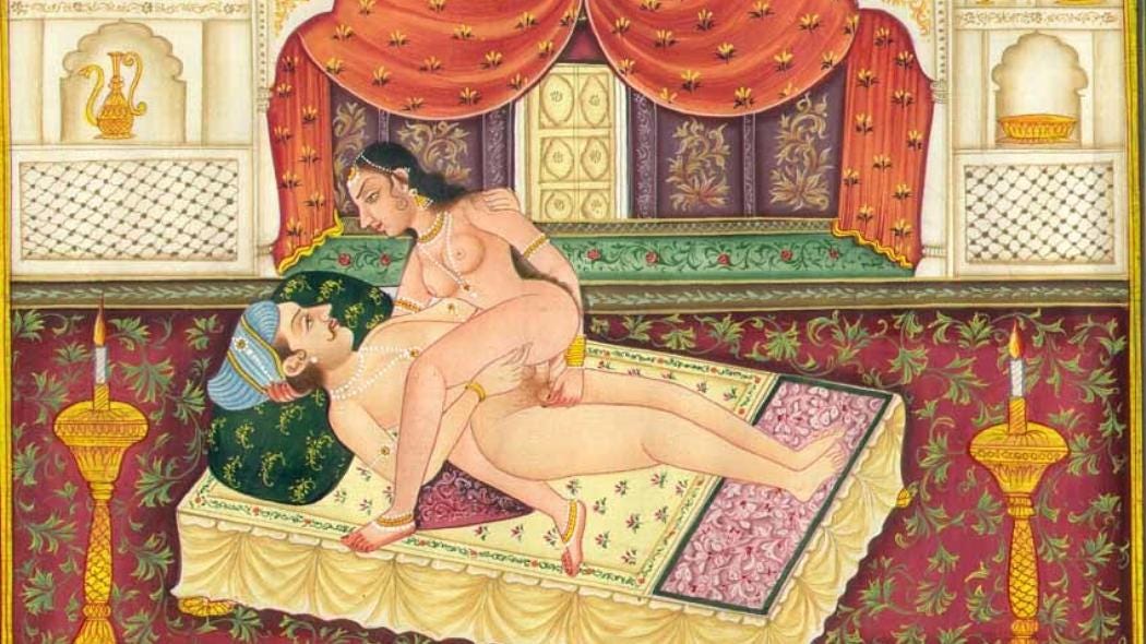 Artistic depiction of one of many creative sexual positions described in Ka...