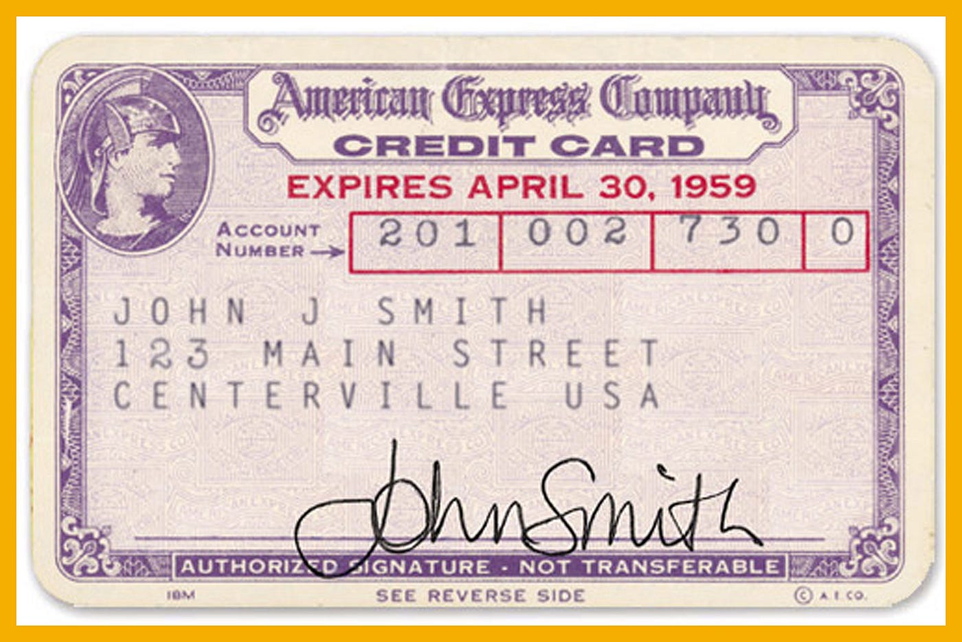Ejemplar de las primeras tarjetas de crédito de American Express.