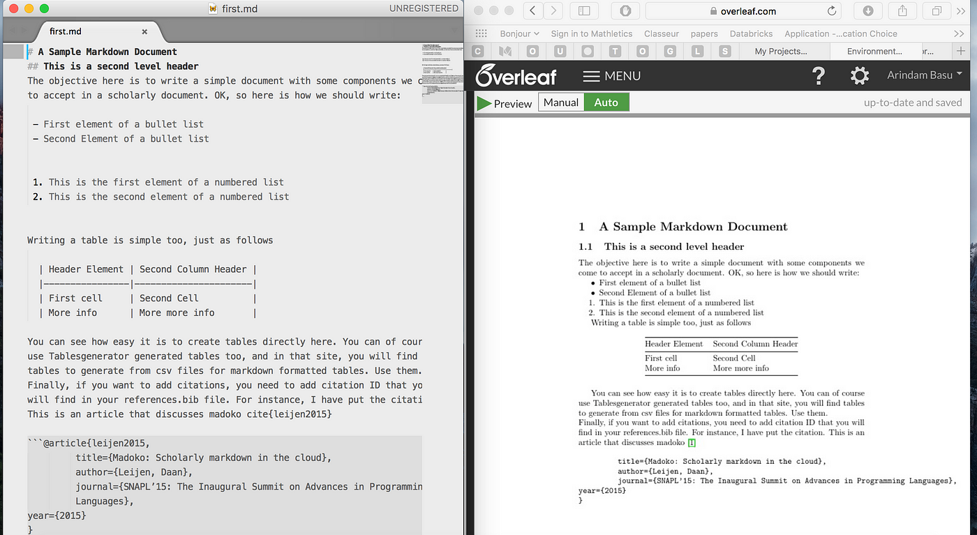 How to use Overleaf to Write your papers: Part III: How to use Markdown  with Overleaf with help… | by Arindam Basu | Web Notebook | Medium