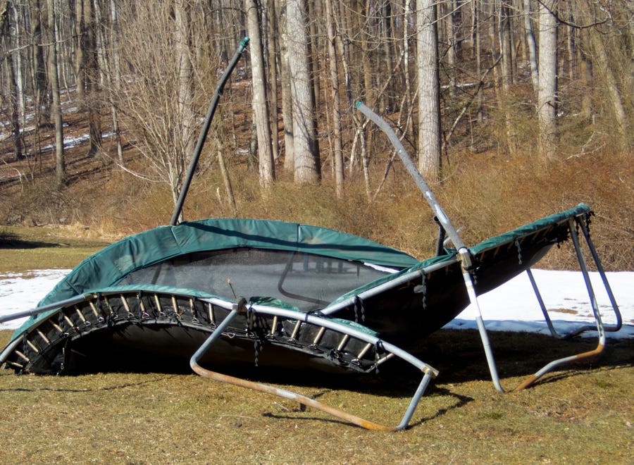 Destroyed trampoline.