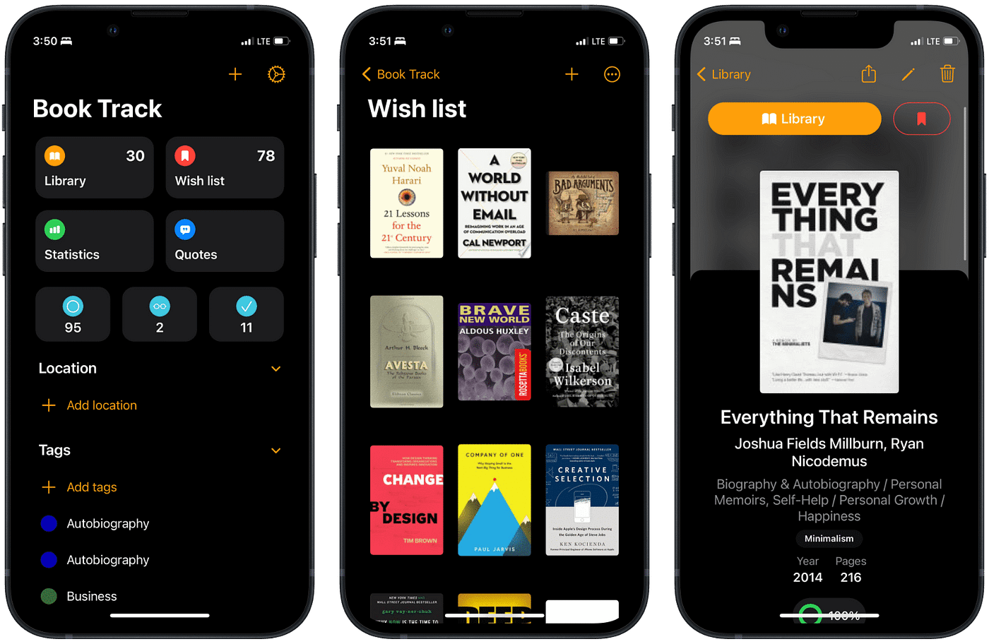 Screenshot of Book Track app on iOS 15