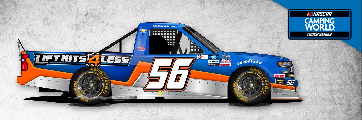 An image showing the #56 NASCAR Racing Truck for Camping Motors