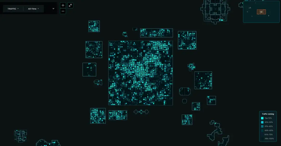 Figure 1: Traffic heatmap of voxels-a metaverse project