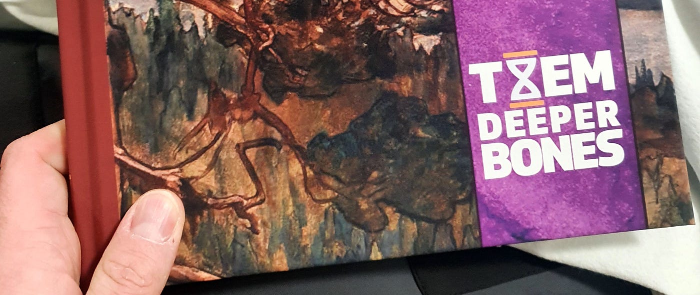 A test print of Them Deeper Bones book