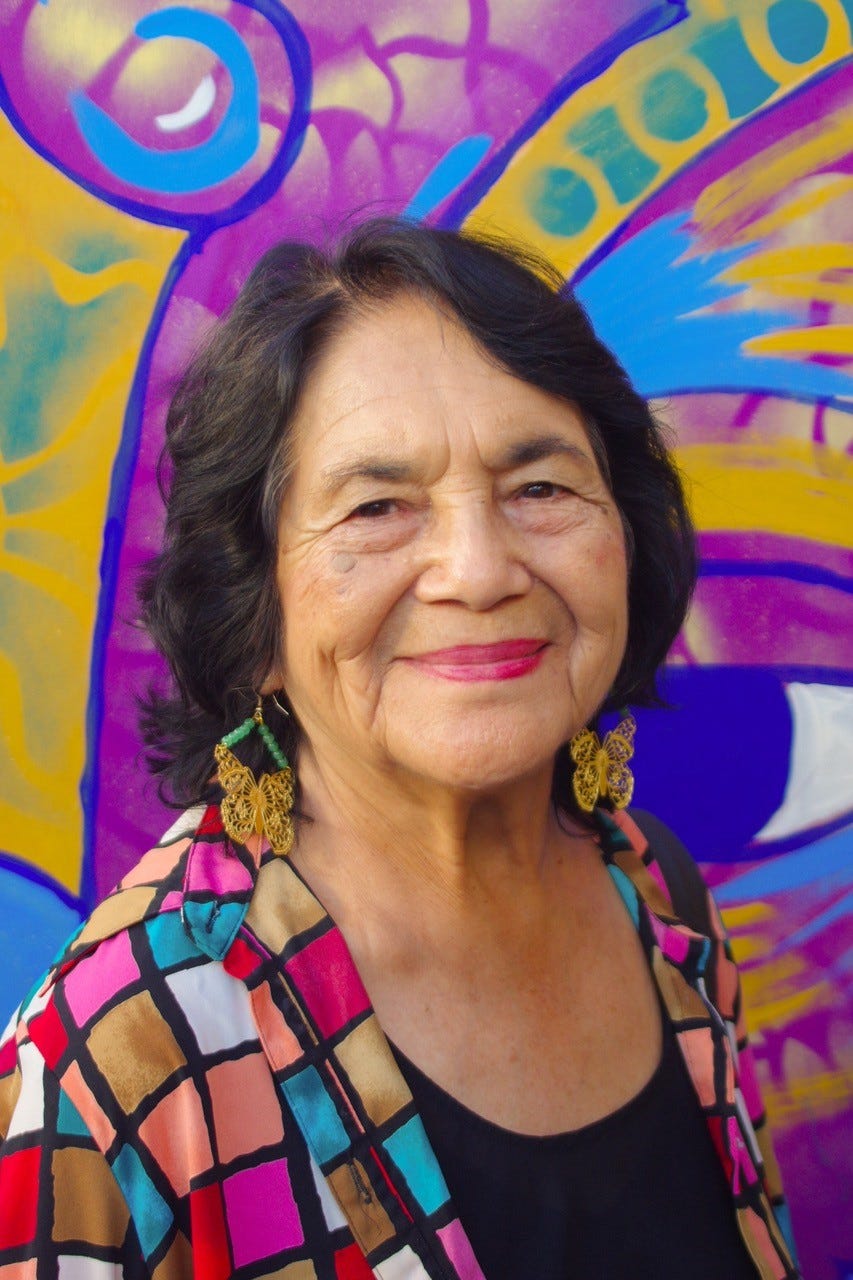 A portrait of Dolores Huerta.