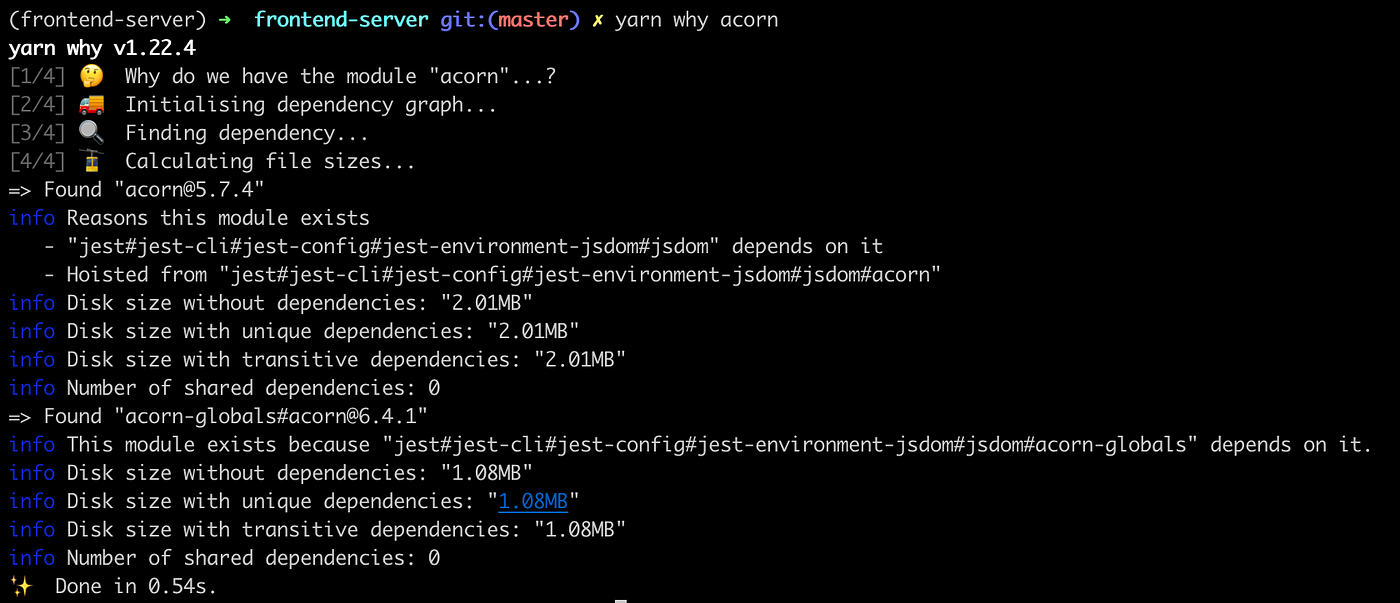 Upgrading javascript package’s deep dependencies using yarn. by