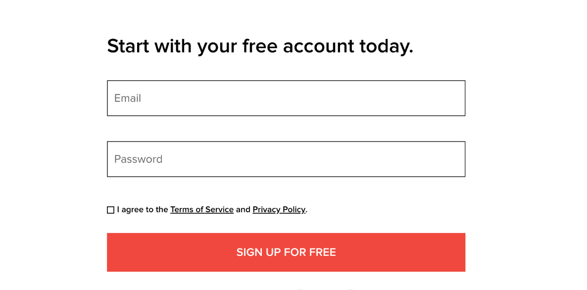 Sign up using an email & password