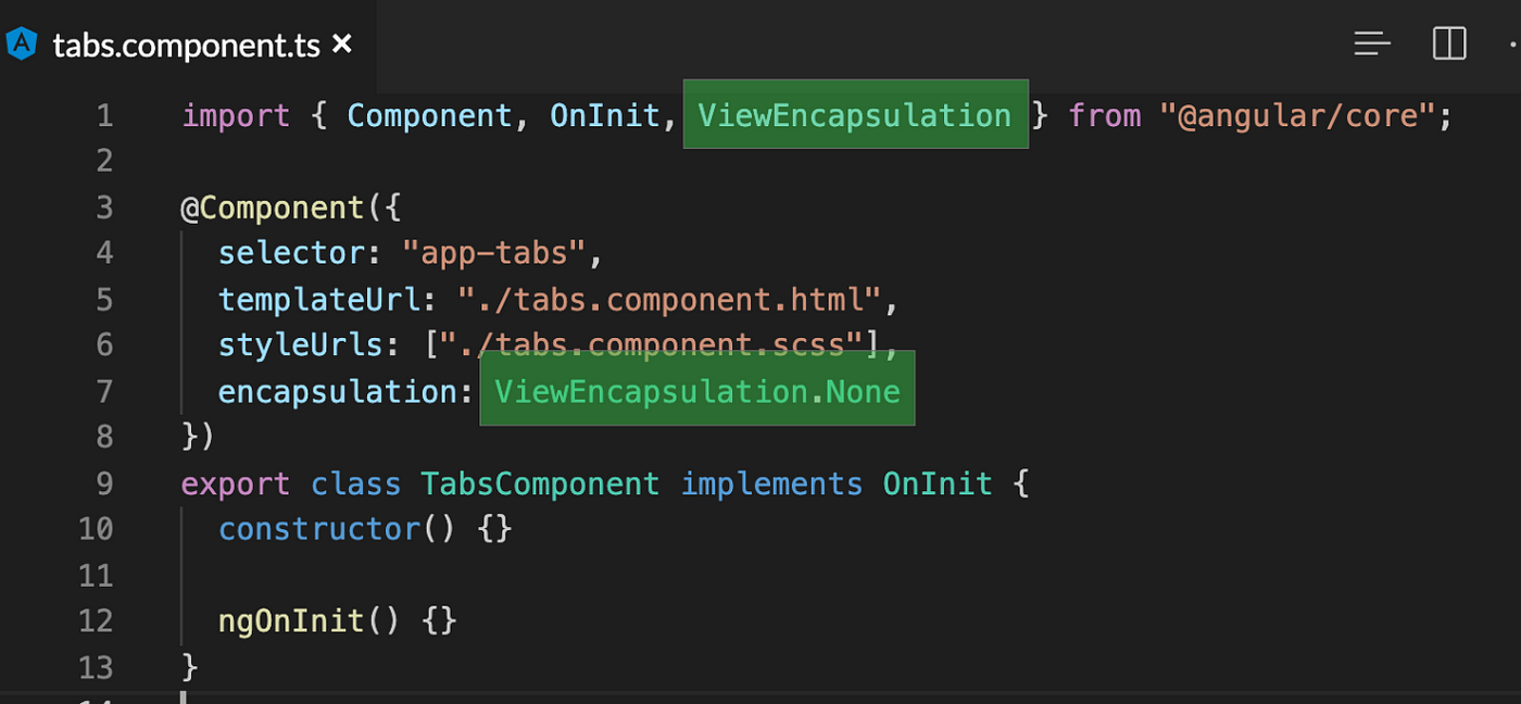 Turning off view encapsulation mode