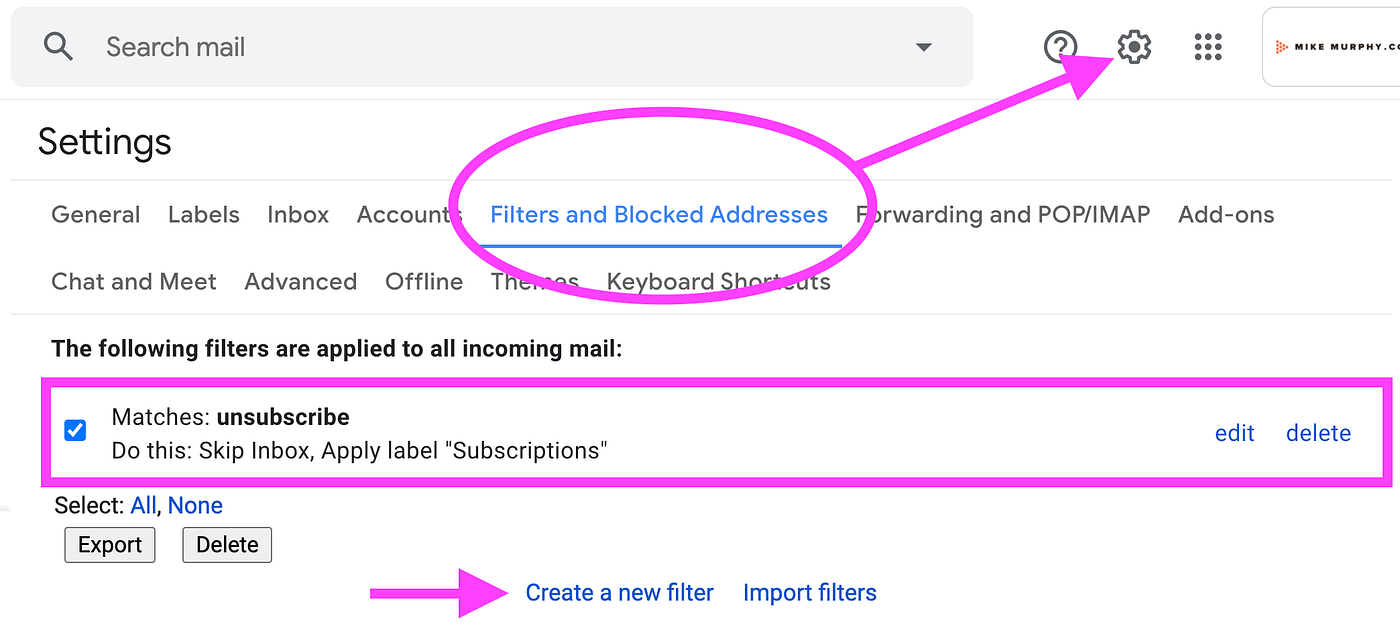 331: Gmail: How To Create Filters for Email Subscriptions ...