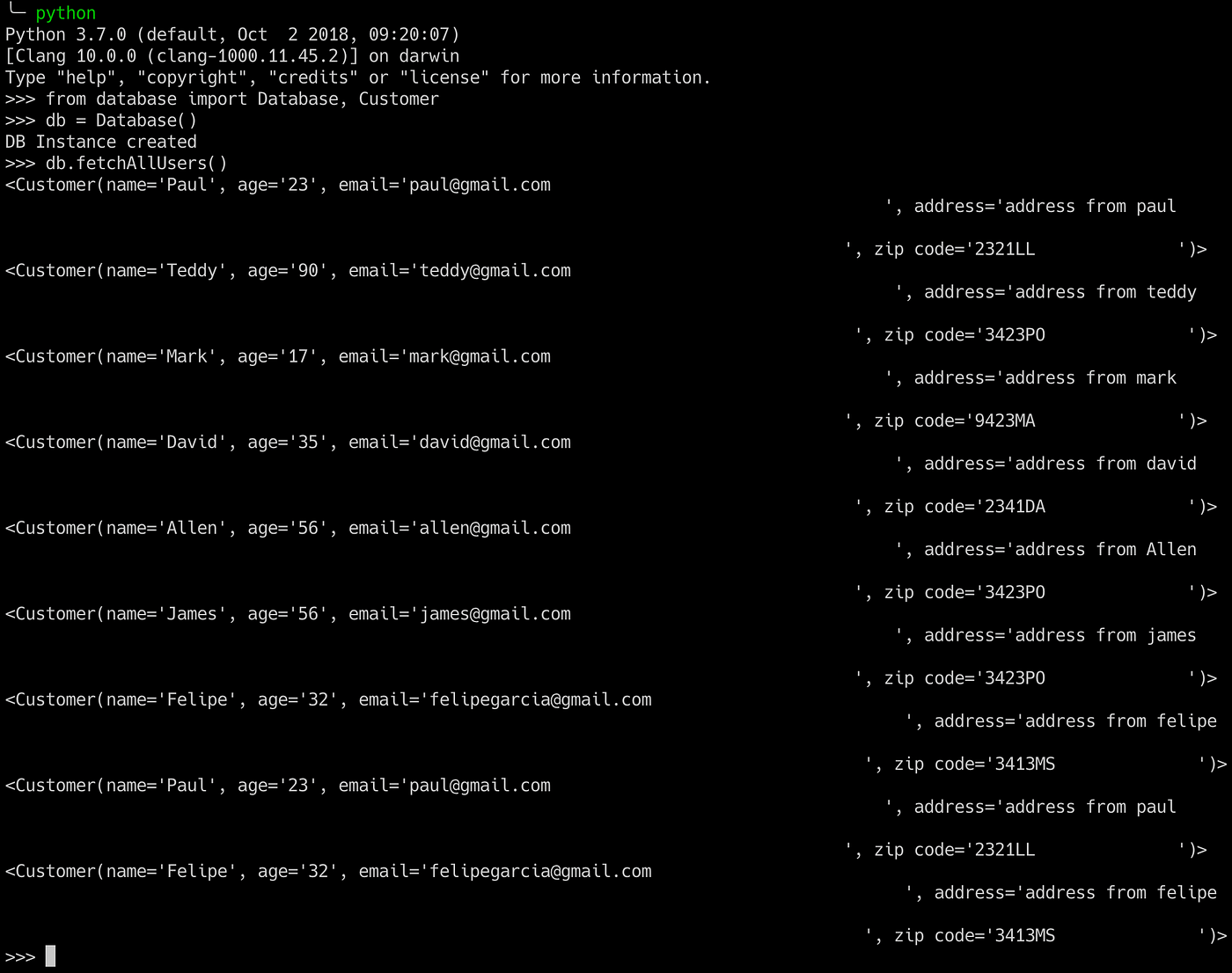 Sqlalchemy Orm Connecting To Postgresql, From Scratch, Create, Fetch 