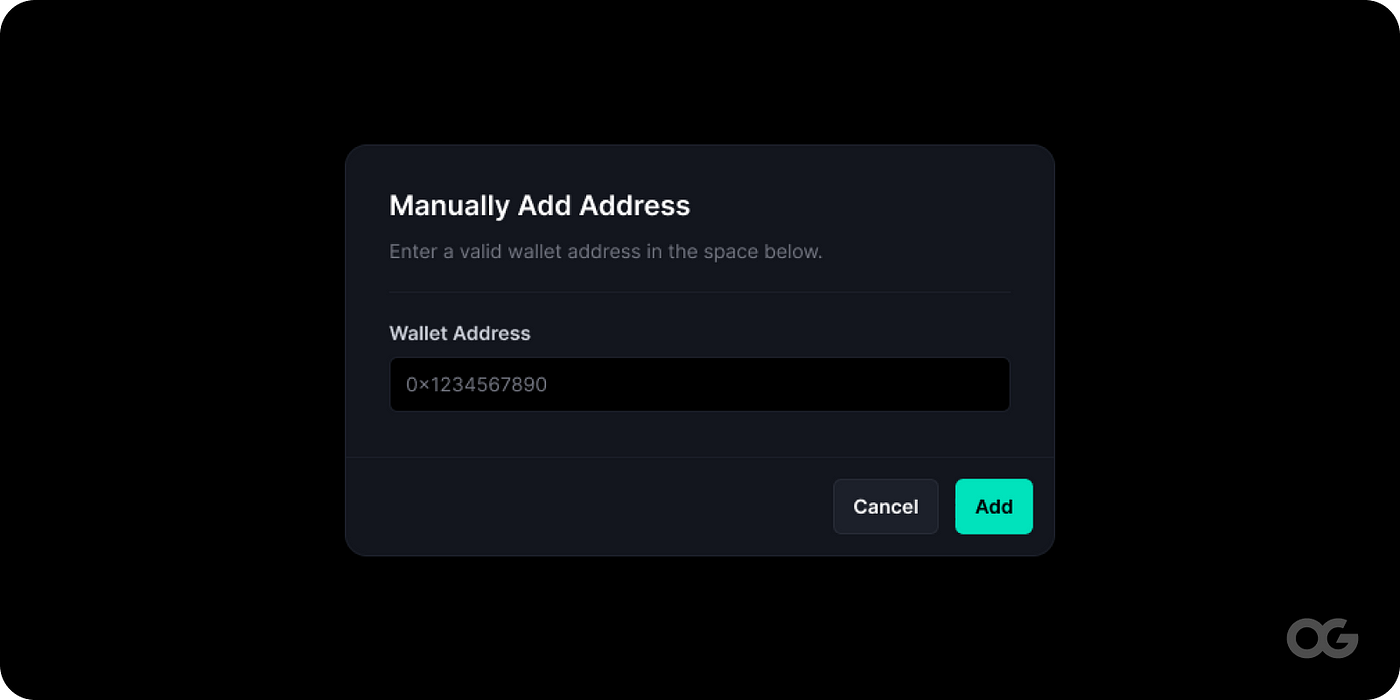 Manually Add Wallet Address | OG Studio