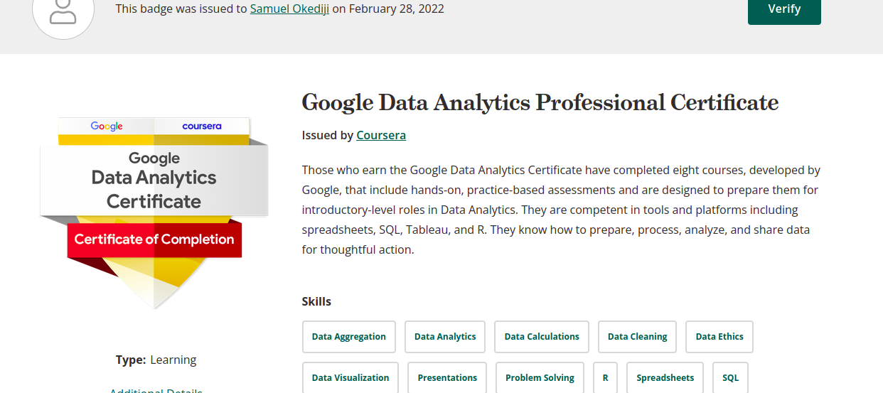 I completed the Google Data Analytics Certificate Course — Here is what I  learnt | by Samuel Okediji | Medium