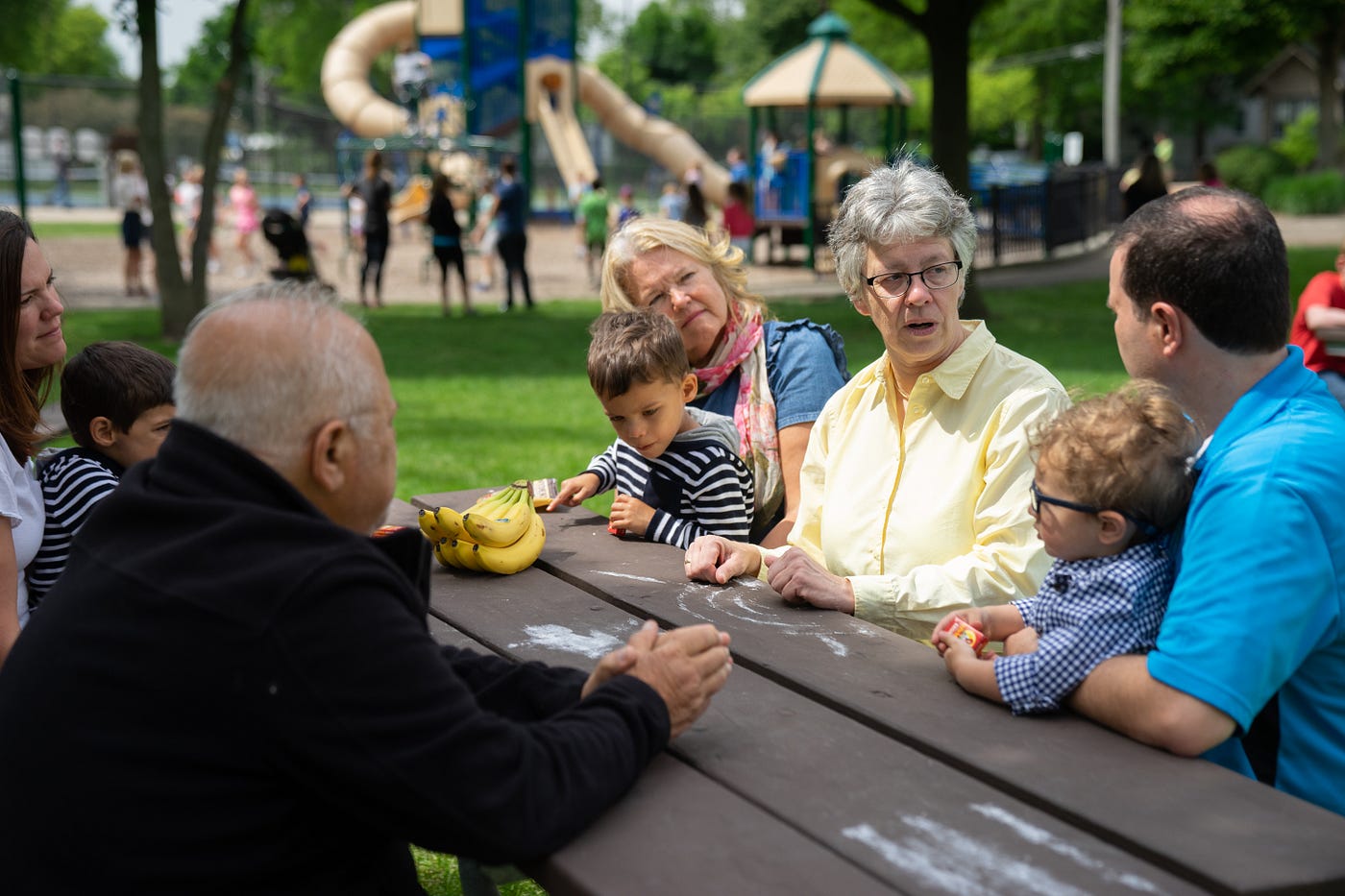 Candidate Maggie Trevor engaging with families in her District.