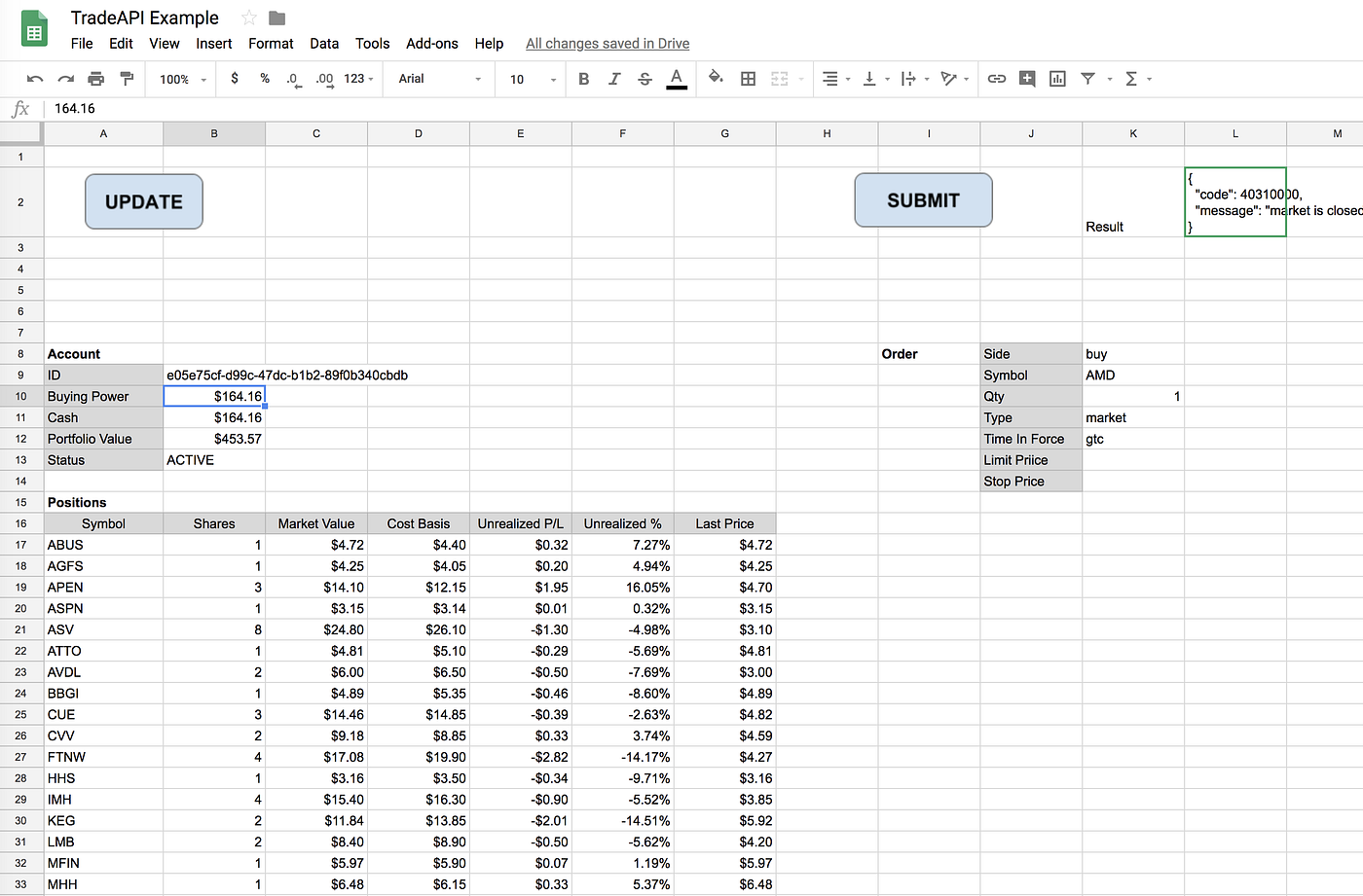 Manage Your Stocks from Google Spreadsheet Using API by Hitoshi