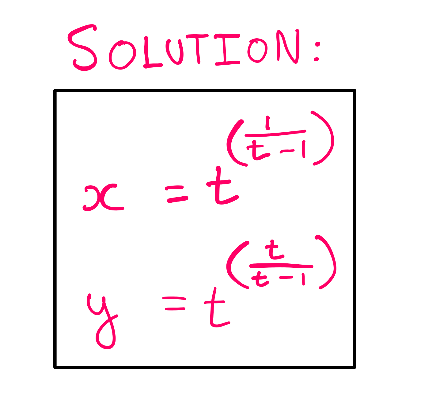 How To Really Solve This Tricky Algebra Problem? (III) — Solution: x = t^(1/(t-1)); y = t^(t/(t-1))