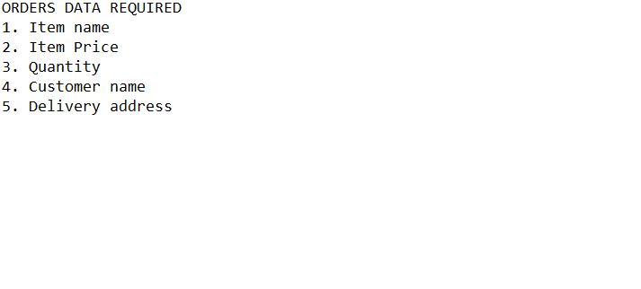 Cient’s Brief on orders data required