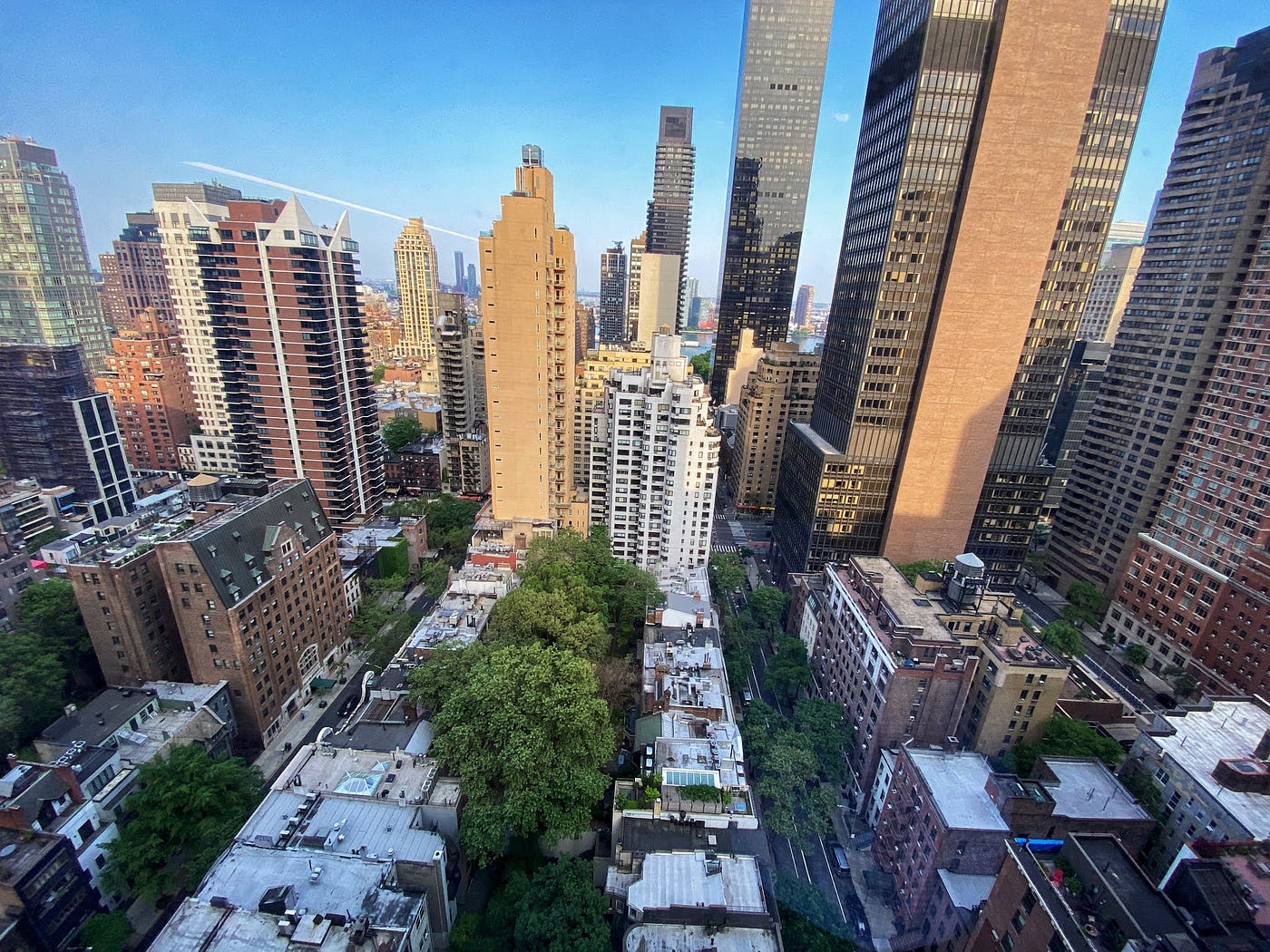 A view of the Turtle Bay Gardens courtyard from a nearby office building on the East Side of Manhattan