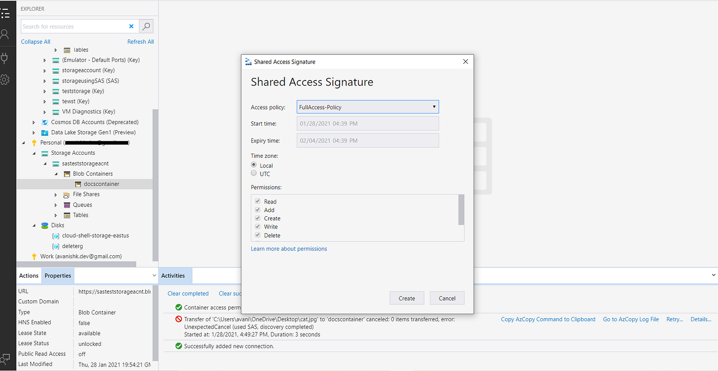 Restrict Shared Access Signatures with Azure Stored Access Policy by