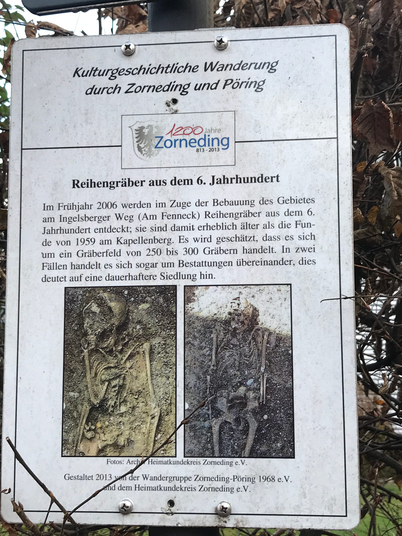 Plaque showing 6th century graves discovered in Zorneding