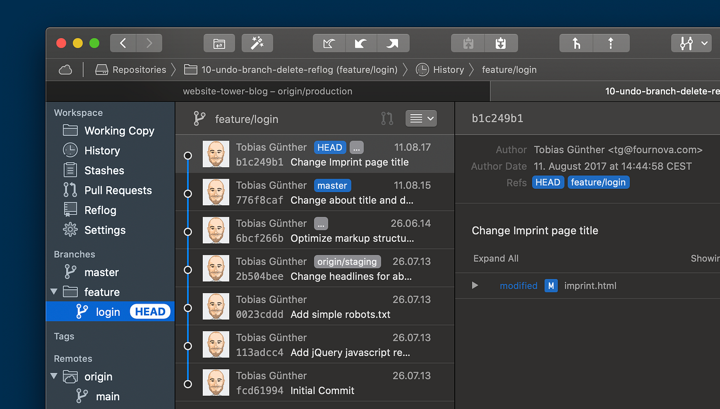 How to Recover Deleted Branches and Commits in Git with the “Reflog” | by  Tobias Günther | Level Up Coding