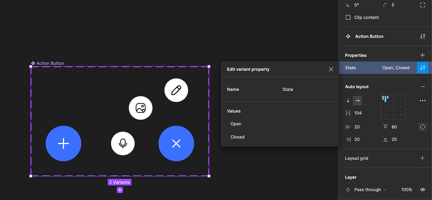 Floating action button component set