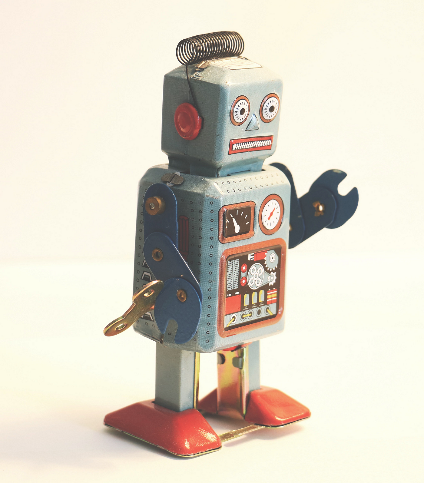 Antique toy robot waving arm