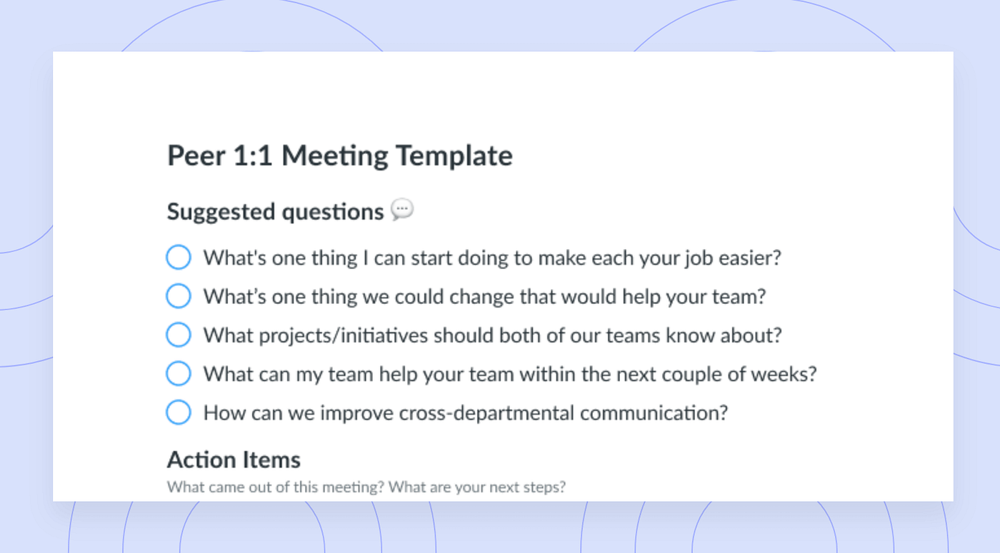 21 One-on-One Meeting Templates for Engaged Teams  by Fellow app Within One On One Meeting Agenda Template