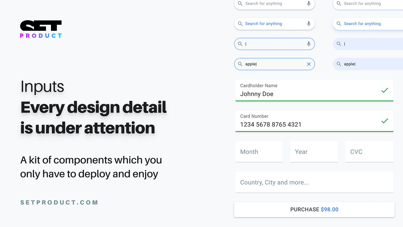Material UI React Kit. Inputs design in the details. | by Roman Kamushken |  Prototypr