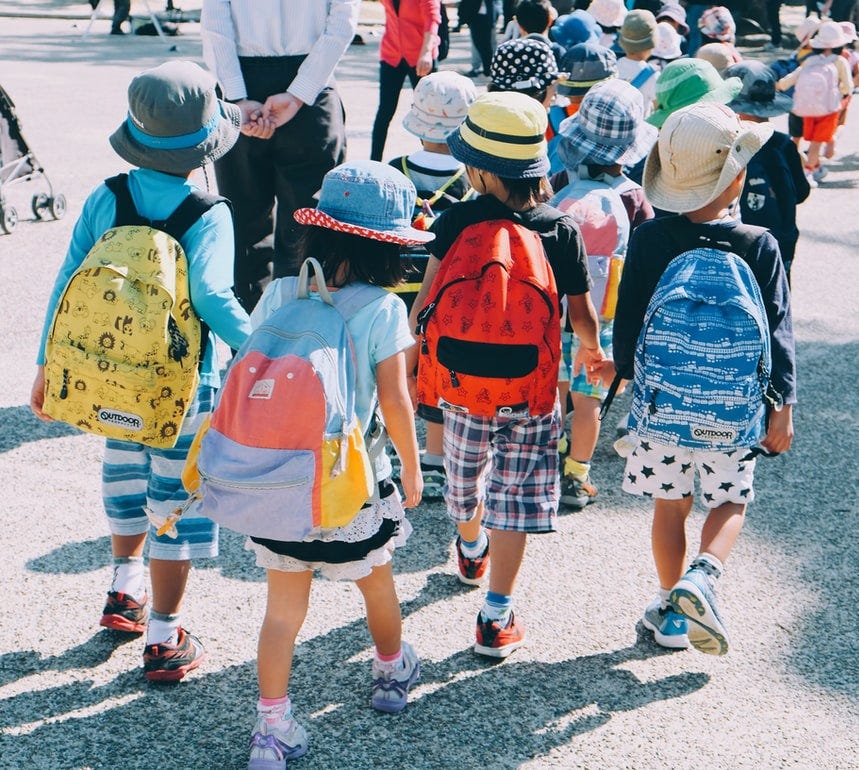 Kids going to school in Japan