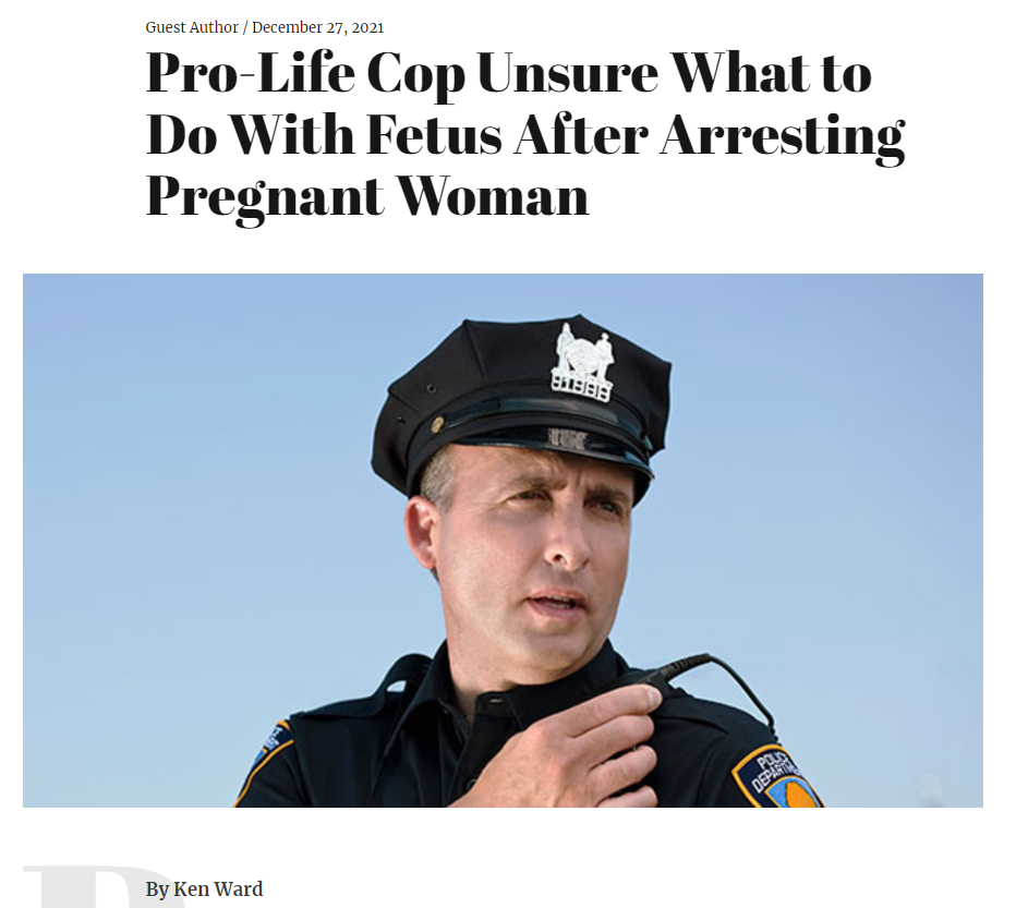 Title of the article plus a picture of a police officer