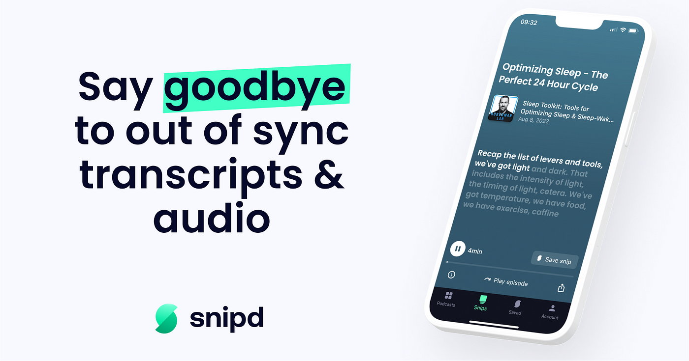 Snipd syncs audio & transcripts for episodes with dynamic ads