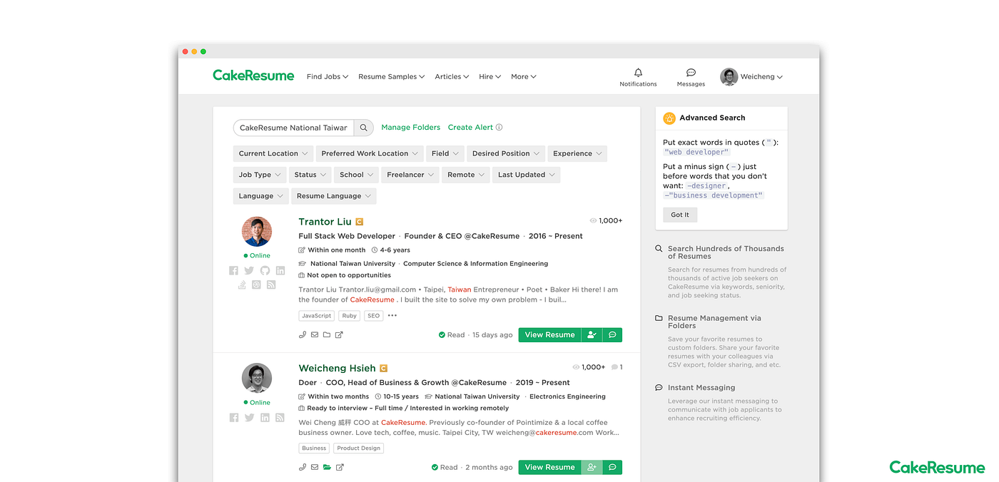 CakeResume Talent Search Engine - CakeResume - Medium