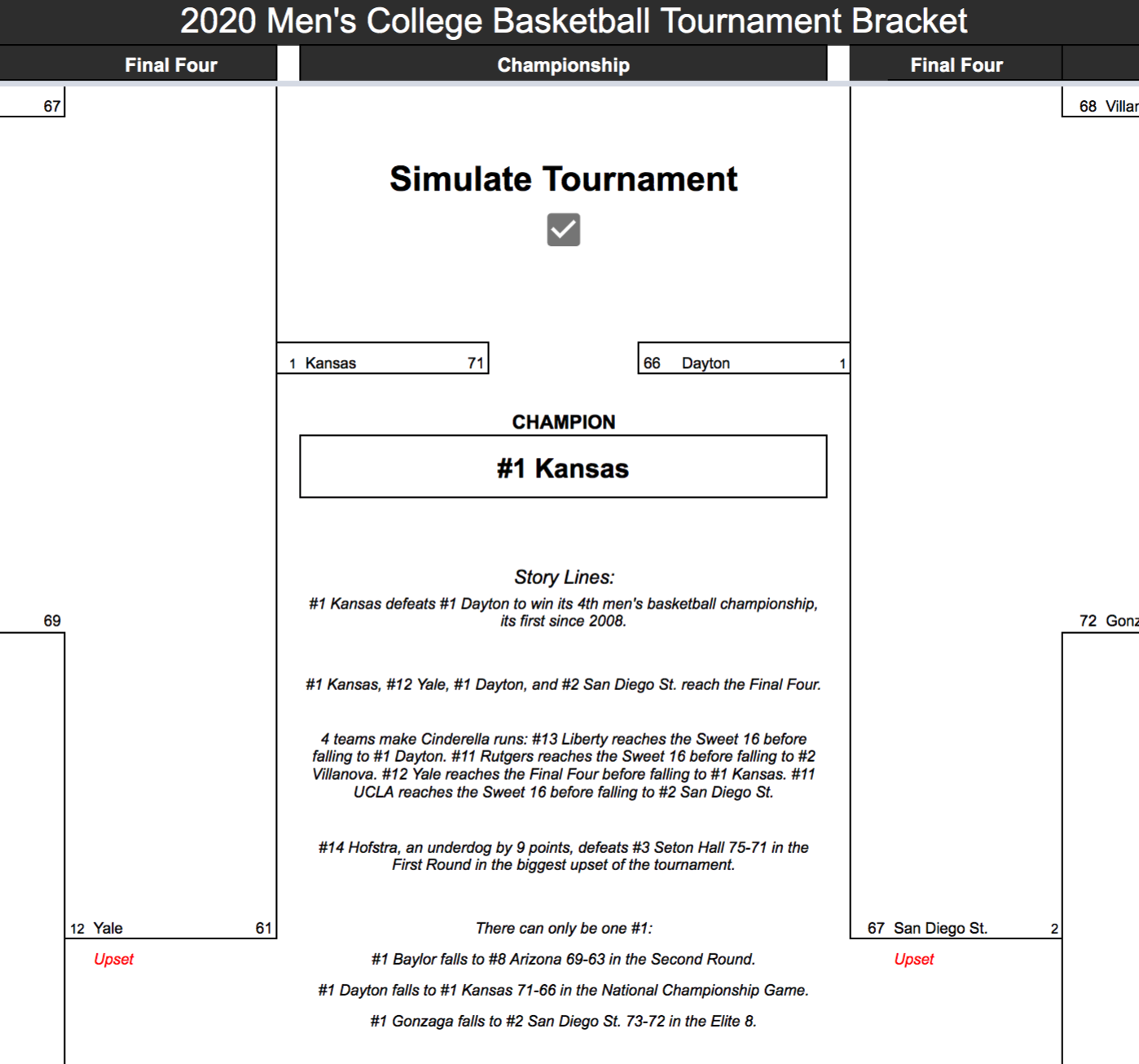 Simulating the 2020 NCAA Men's Basketball Tournament | by David Glidden |  Towards Data Science