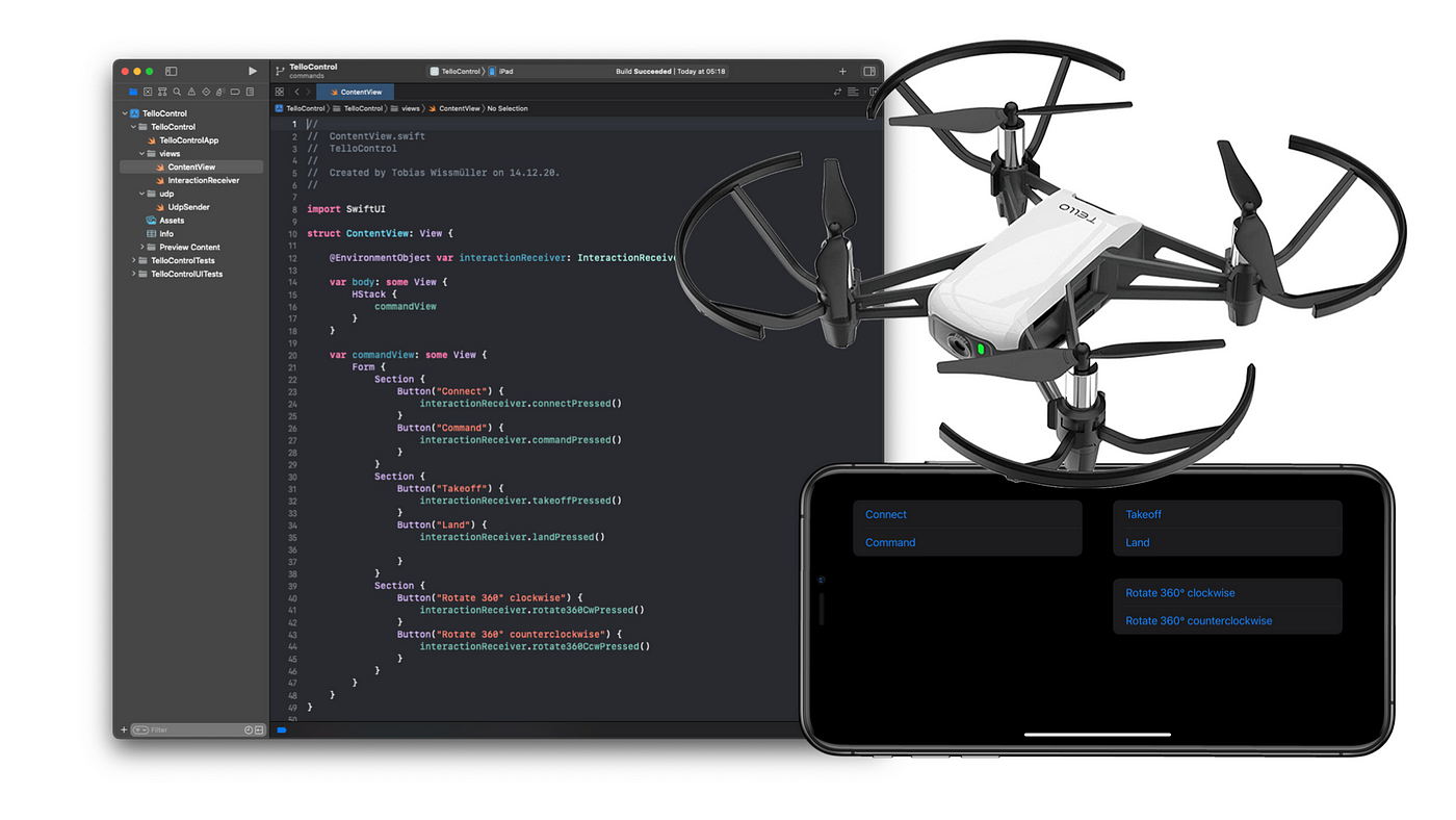 Tello Drone Programming with SwiftUI | by Tobias Wissmueller | Medium |  Ramp Me Up, Scotty!