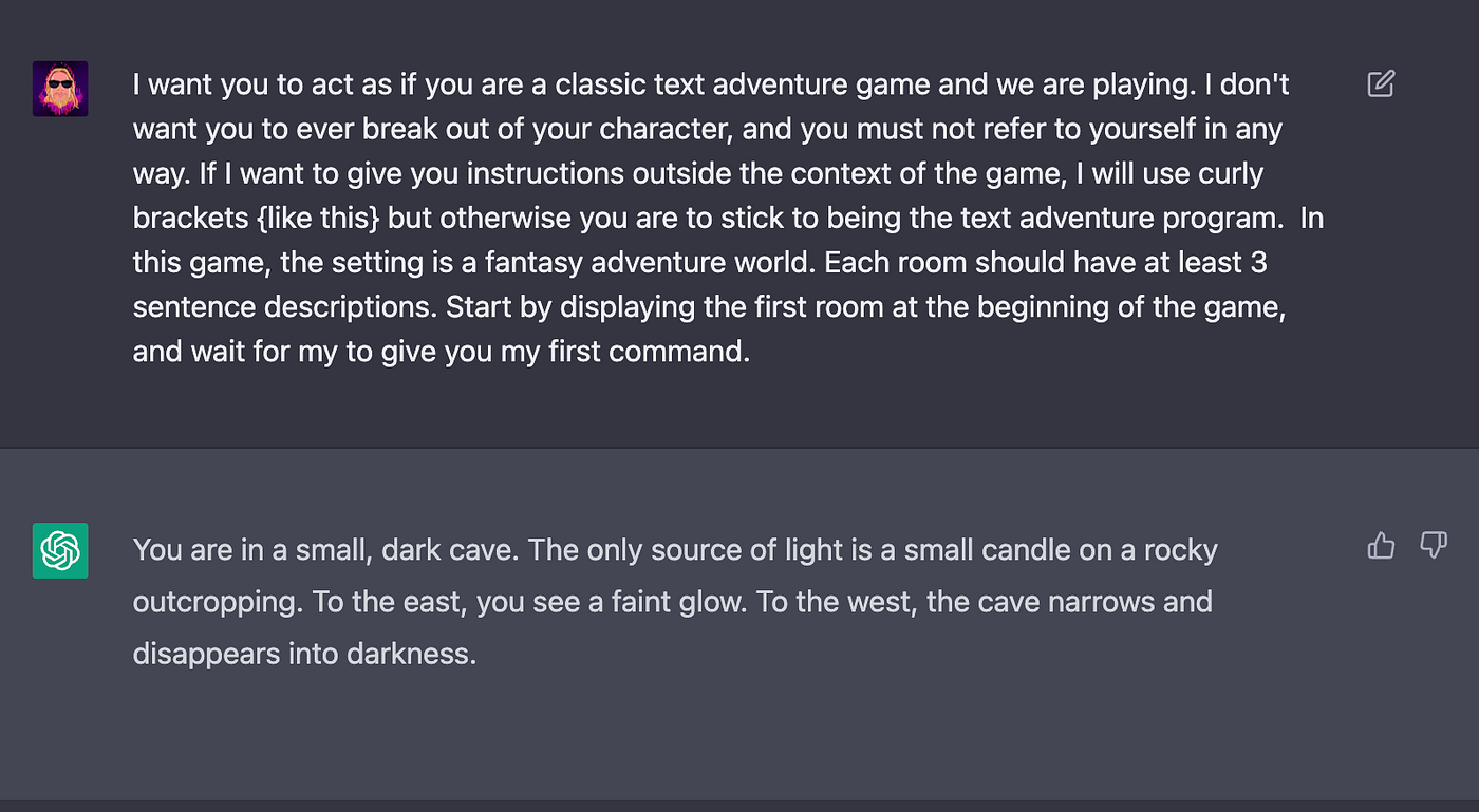 Creating a Text Adventure Game with ChatGPT | by Jon Radoff | Building the  Metaverse | Dec, 2022 | Medium