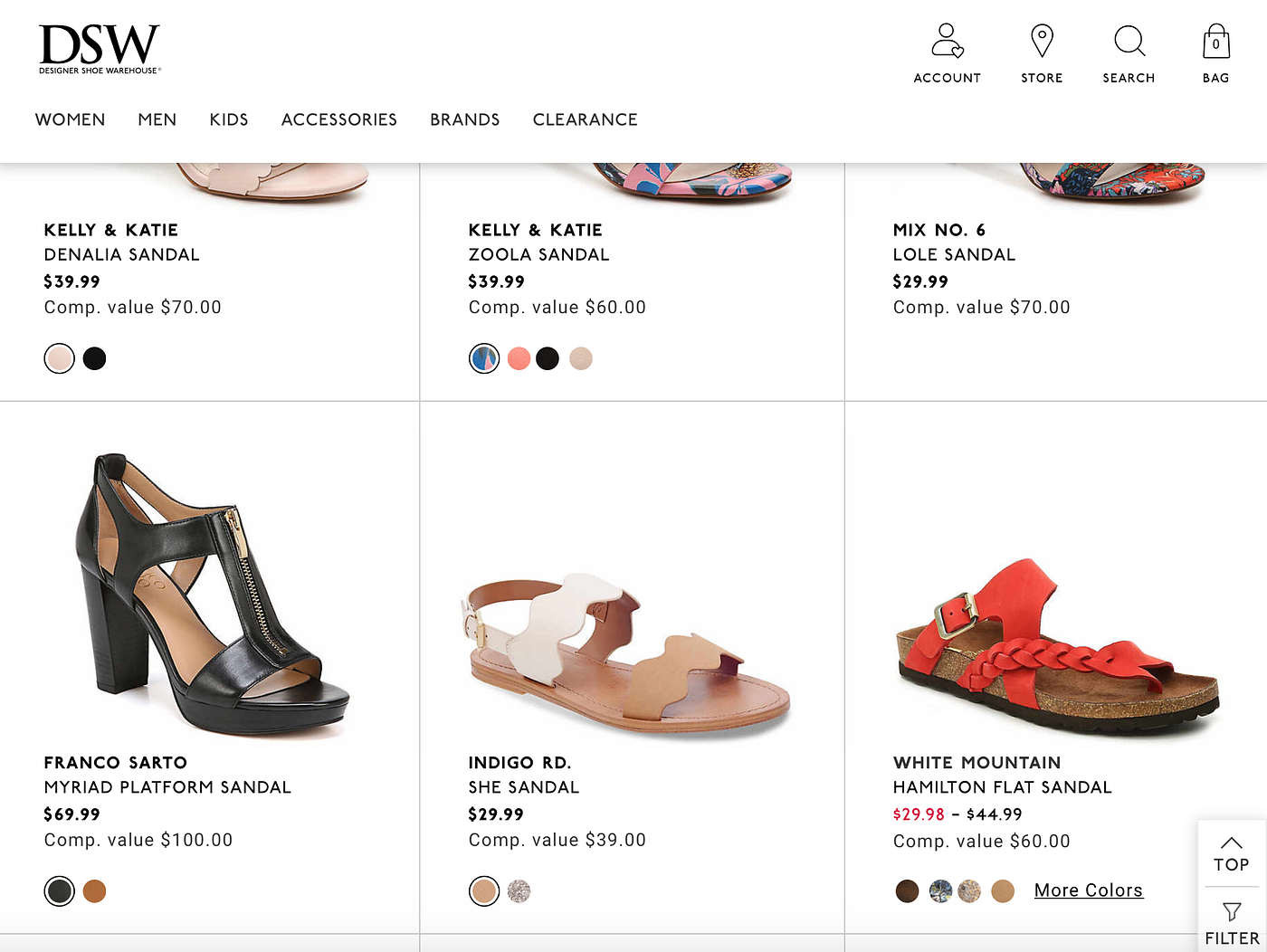 Dsw website not working Outlet