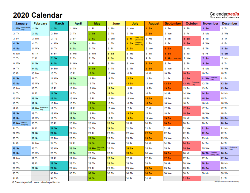 Downloadable Calendar 2020 Malaysia School Holiday
