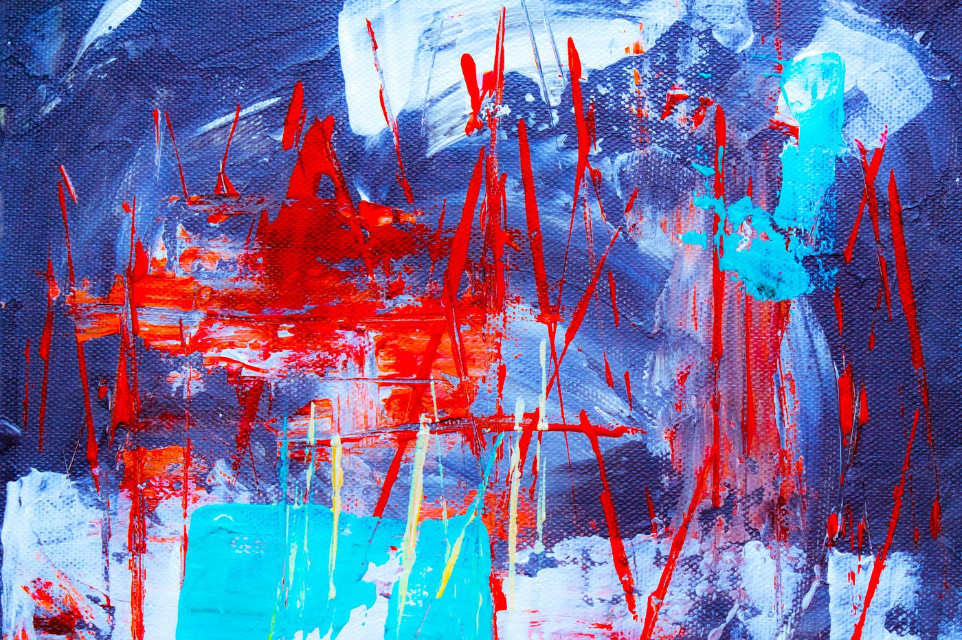 Red, Blue And Blue Green Abstract Painting