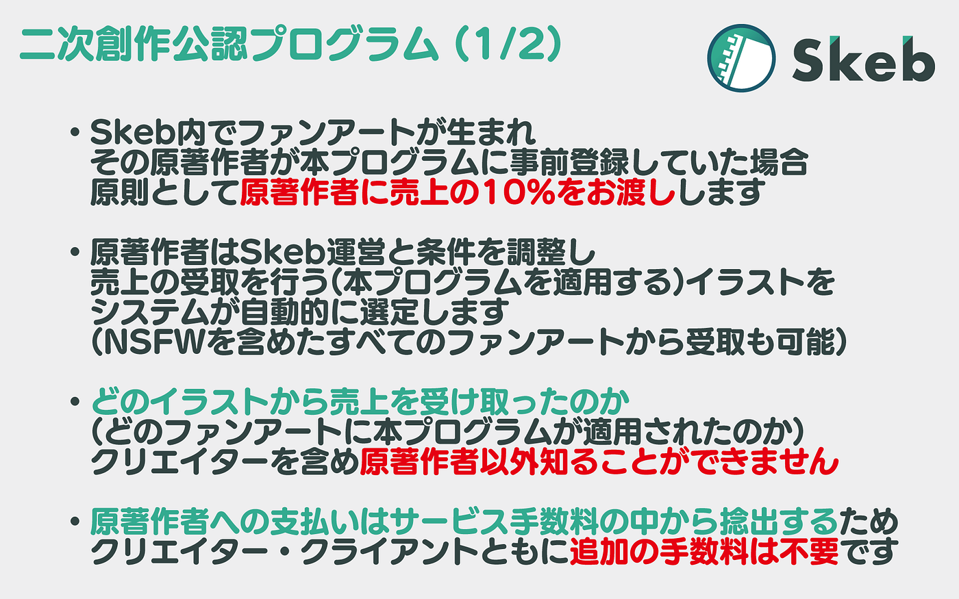 二次創作公認プログラム 概要 Skebではクリエイターのみなさんが安心してファンアートを投稿できる環境を作りた By Kazunari Kida Skeb Jp Medium