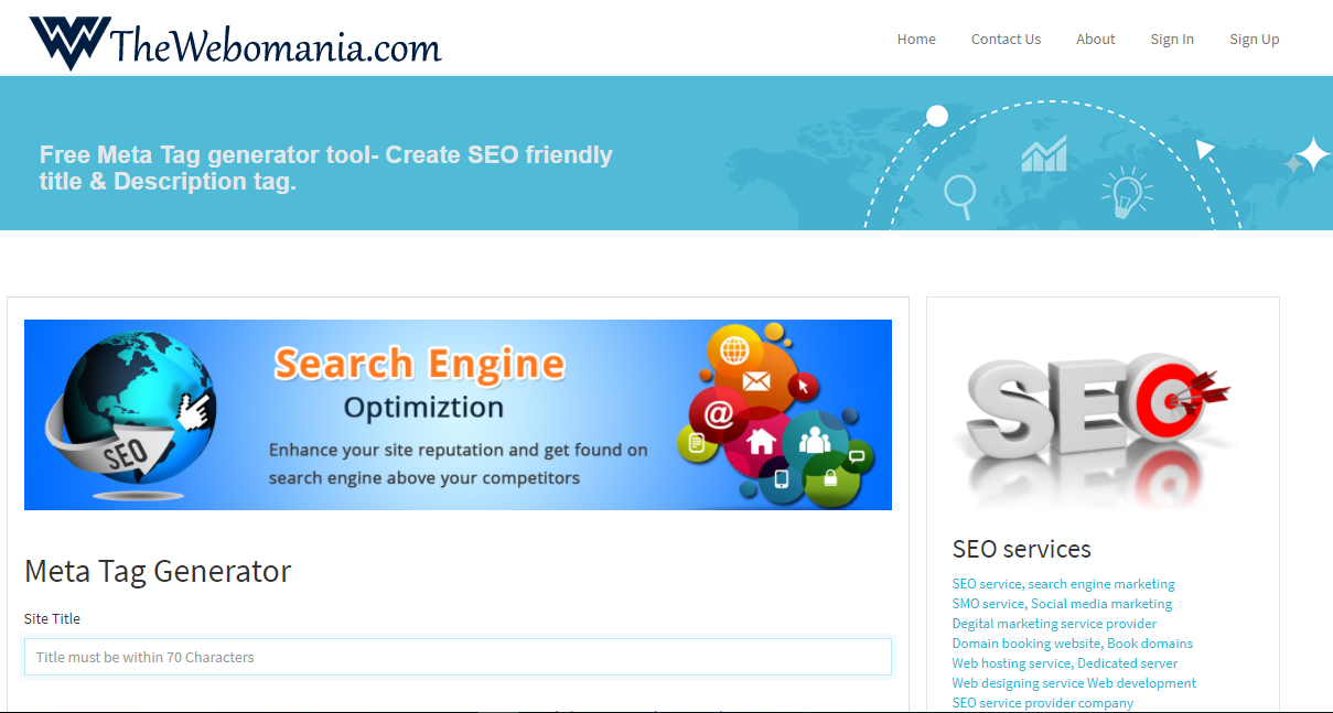 Free Meta tag generator, Keyword generator Produce SEO friendly title & Description tag by