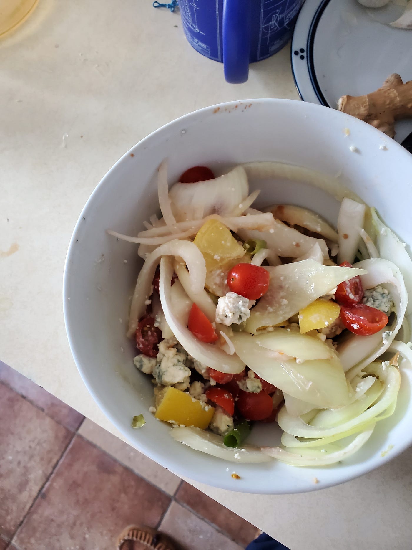 Pickled Onion and Tomato Salad. This is a recipe I am working on. It’s