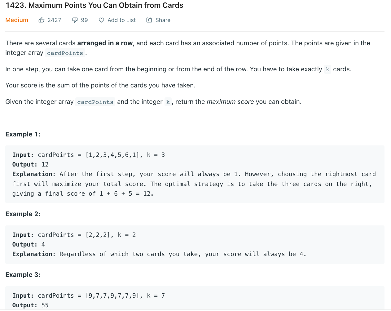 Google Interview Question — LeetCode 1423 | by Y Tech | Medium