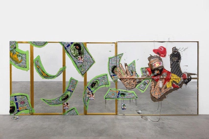 ATM by Aaron Fowler. An installation art piece with mirrors, paint, and misc. materials