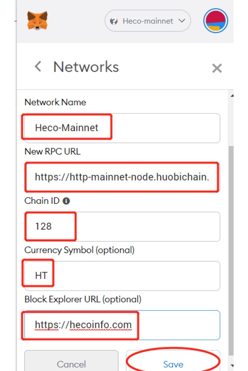 metamask heco chain