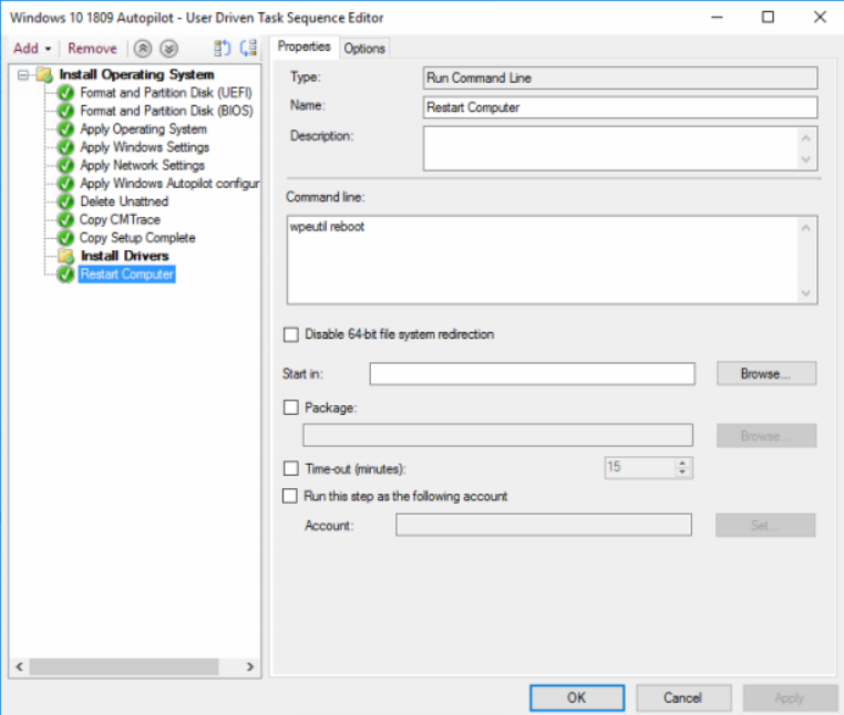 Provision Bare Metal Windows 10 1809 Machine into AutoPilot with SCCM