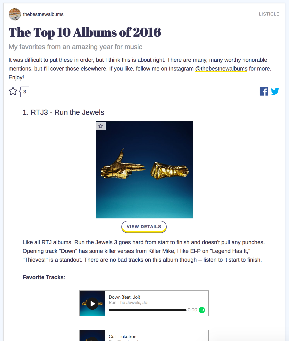 Bringing Pitchfork’s End of Year Lists to the People by Sam Jackson
